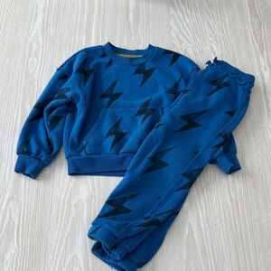 Grayson mini Blue Lightning Bolt Sweatshirt and Pants Set